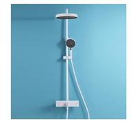 Ensemble de douche de salle de bain avec douche à effet pluie, mitigeur de bain-douche avec douchette à main, pommeau de douche à effet pluie 3 voies, blanc et noir, ensemble de douche C1