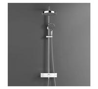 Ensemble de douche de salle de bain avec douche à effet pluie, mitigeur de bain-douche avec douchette à main, pommeau de douche à effet pluie 3 voies, blanc et noir, ensemble de douche C1