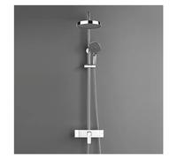 Ensemble de douche de salle de bain avec douche à effet pluie, mitigeur de bain-douche avec douchette à main, pommeau de douche à effet pluie 3 voies, blanc et noir, ensemble de douche C1