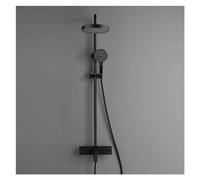Ensemble de douche de salle de bain avec douche à effet pluie, mitigeur de bain-douche avec douchette à main, pommeau de douche à effet pluie 3 voies, blanc et noir, ensemble de douche C1
