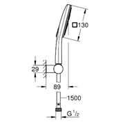 Ensemble de douche, douchette 3 jets cube et support mural GROHE Rainshower SmartActive 130