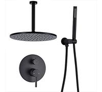 Ensemble de Douche en Laiton Noir, Robinet de Salle de Bain, Bras de Douche Mural ou de Plafond, mélangeur inverseur, Ensembles de pulvérisation à Main avec Pomme de Douche 8,8 inch Shower Set C