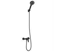 Ensemble de douche en laiton - vidaXL - Noir - 18x12x12 cm - Pommeau de douche à main 5 fonctions - Support rotatif