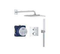 Ensemble de douche encastré - 1 jet - Mitigeur thermostatique - Gris