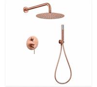 Ensemble de douche encastré monocommande | Robinet de douche encastré anticalcaire effet pluie avec douchette à main 2 voies | Robinetterie de salle de bain moderne Imex Monza (or rose brossé)