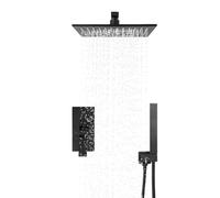 Ensemble de douche encastré - Panneau de douche en acier inoxydable - Système de douche avec écran de température et inverseur à 2 fonctions