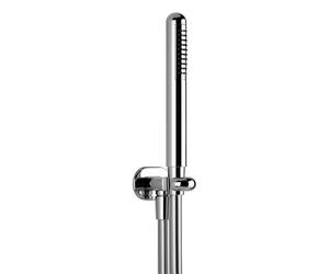 Ensemble de douche Gessi Goccia, avec raccord mural coudé 1/2 et support, flexible de 1,50 m et douchette à main métallique anticalcaire, 33773124, Couleur: Métal noir GHRC