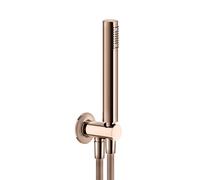 Ensemble de douche Gessi Inciso, avec raccord mural coudé 1/2 et support, flexible 1,50 m et pomme de douche anticalcaire, 58123030, Couleur: PVD de cuivre