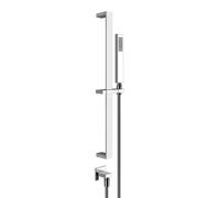 Ensemble de douche Gessi Rettangolo avec pomme de douche anticalcaire, avec coude de raccordement mural, 20142279, Couleur: Blanc CN