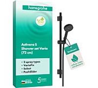 hansgrohe Activera Select S kit de douche 95, 2 jets, EcoSmart avec barre de douche Varia 72cm, 28048670, Couleur: noir mat