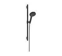 hansgrohe Raindance Alive Select S Set de support de douche 125, 3-jet EcoSmart avec barre de douche Unica S PURO 65cm, 24602340, Couleur: Chrome noir brossé
