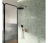 Ensemble de douche Ideal Standard - Thermostat de douche encastré Ceratherm Navigo® A7893GN avec boîtier encastré Easy-Box, douchette Solos 3 jets, anneau lumineux LED, finition Argent Tempête