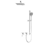 Keuco IXMO Ensemble de douche 6 59651010602 carré, mitigeur monocommande avec barre de douche et douche de tête, chromé