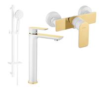 Ensemble de douche Mexen Alfa DQ40, blanc/or - 745714DQ40-25