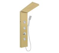 Ensemble de douche mural - 50 x 16 x 89 cm - Valve en céramique | Douche à effet pluie en acier inoxydable 10 LED avec douche de tête et douchette à main