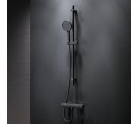 Ensemble de douche noir AM.PM : thermostat de douche & ensemble de douche Ensemble de douche : douchette, barre de douche et thermostat Thermostat de douche, F428XA46, mat