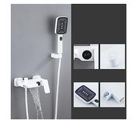 Ensemble de douche numérique salle bain ， mitigeur baignoire cascade robinet gris pistolet chaud et froid à température constante(Hot cold white)