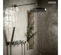 Ensemble de douche PaulGurkes avec douche pluie et robinet à levier encastré