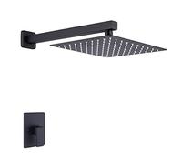 Ensemble de Douche pour Salle de Bain, en Acier Inoxydable Noir, avec Valve dissimulée, carré de 10 Pouces, Douche rotative avec Bras (Couleur : Douche supérieure 10 Pouces)