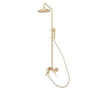 Ensemble de douche rétro antique, 3 en 1, design à effet pluie, système de douche avec douchette, double usage froid et chaud, artisanat antique, coins ronds, couvercles décoratifs, long tuyau, peut