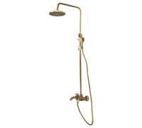 Ensemble de douche rétro antique - Système de douche triple fonction avec bec pivotant - Kit de douche mural avec pommeau de douche à effet pluie et douchette à main - Pour salles de bains, écoles