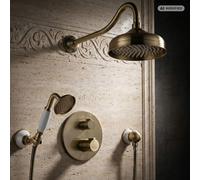 Ensemble de douche rétro en laiton et bronze PaulGurkes sous encastrement
