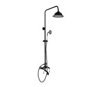 Ensemble de douche rétro en laiton vieilli avec douche supérieure et douchette à main, style rétro, noir