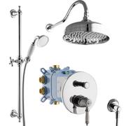 Ensemble de douche rétro encastré PaulGurkes avec robinet à 2 voies et douchette