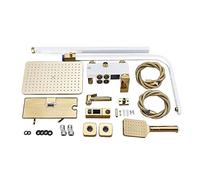 Ensemble de douche tactique avec robinet de pluie LCD blanc et doré pour salle de bain, pommeau de douche, bidet et bec de baignoire - 002