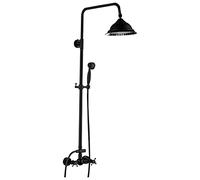 Ensemble de douche thermostatique 3 en 1 de 20 cm, standard, style rétro, avec douchette à main, noir, pour pommeaux de douche à effet pluie