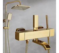 Ensemble De Douche Thermostatique Avec Tige Rallonge Amplificatrice Accessoires Robinet Mélangeur Eau Chaude Froide Pommeau Pluie 12 Pouces Pour Salle Bain(C-2)
