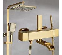 Ensemble De Douche Thermostatique Avec Tige Rallonge Amplificatrice Accessoires Robinet Mélangeur Eau Chaude Froide Pommeau Pluie 12 Pouces Pour Salle Bain(C-1)