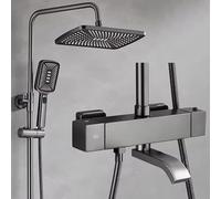 Ensemble De Douche Thermostatique Avec Tige Rallonge Amplificatrice Accessoires Robinet Mélangeur Eau Chaude Froide Pommeau Pluie 12 Pouces Pour Salle Bain(D-2)