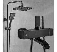 Ensemble De Douche Thermostatique Avec Tige Rallonge Amplificatrice Accessoires Robinet Mélangeur Eau Chaude Froide Pommeau Pluie 12 Pouces Pour Salle Bain(B-2)