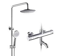 Ensemble de Douche thermostatique pour Salle de Bain, système de Douche à Effet de Pluie chromé avec Pomme de Douche de tête et robinets de Douche Multifonctions, Rail Mural, Protection Contre Les