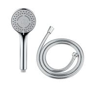 Wenko Ensemble De Douche Basic Douchette À Main + Flexible 150 Cm Inox Pommeau 5 Jets & Buses Anti-Calcaire Chromé Ø9,5 Cm Multicolore