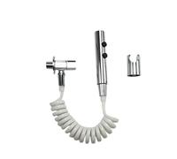 Ensemble de douchette bidet portable haute pression à double mode, pistolet de pulvérisation en acier inoxydable, accessoires de salle de bain autonettoyants(Chrome 4 PCS PVC Set)