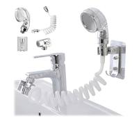 Ensemble de douchette, flexible télescopique de 3 mètres + vanne de dérivation + kit d'accessoires, Douchettelavabo salle de bain, Douchette pourLavabo, Pommeau de douche pour lavabo