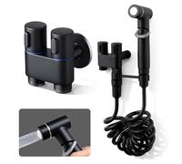 Ensemble de douchette pour bidet - Douchette à main pour toilettes - Pulvérisateur mural en acier inoxydable avec tuyau à ressort et support mural pour toilettes, WC, salle de bain, cuisine (noir)