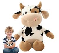 Ensemble de doudous vache en peluche mignonne - 1 pièce - Pour anniversaire, Nouvel An - Décoration de chambre d'enfant - Blanc noir rose - Style ferme brillant transparent