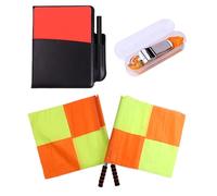 Ensemble de drapeaux d'arbitre de football avec sifflet et carte pour | Métal, PVC, construction en cuir PU, 2 drapeaux, 1 sifflet, 1 carte, sifflet haute voix, multi-usage pour les jeux