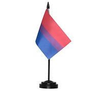 Ensemble de drapeaux de bureau Anley Bisexual Bi Pride Deluxe - Drapeau de bureau miniature de 6 x 4 pouces avec mât solide de 12" - Couleurs vives et résistant à la décoloration