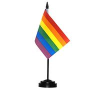 Ensemble de drapeaux de bureau Anley Rainbow Gay Pride Deluxe - Drapeau de bureau LGBTQ miniature de 6 x 4 pouces avec mât solide de 12" - Couleurs vives et résistant à la décoloration
