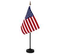 Ensemble de drapeaux de bureau de luxe ANLEY USA - drapeau américain de bureau américain miniature de 8 x 5 pouces avec poteau noir de 13 "- couleur vive et résistant à la décoloration