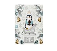 Ensemble de drapeaux de jardin nordiques blancs « Merry Christmas » avec pingouin - Bannière de porte de Pâques pour décoration de terrasse - 71 x 101 cm - Double face