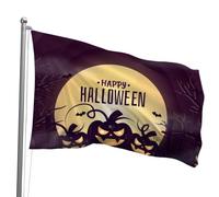 Ensemble de drapeaux d'Halloween « Happy Halloween » pour l'extérieur - Bannière Oirquent de 0,9 x 1,5 m avec fantômes de citrouilles, 2 œillets en laiton inclus pour décoration de cour, jardin