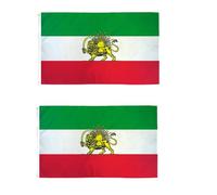 Ensemble de drapeaux iraniens de 0,9 x 1,5 m, vieux drapeau persan historique de l'Iran avec couronne de soleil de lion, double couture et polyester, bannière iranienne pour jardin, extérieur et