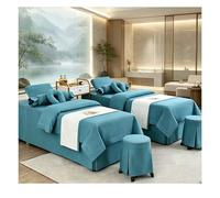 Ensemble de draps de massage en lin et coton doux, couvre-lit de luxe pour salon de beauté, housse de fumigation épaisse avec taie d'oreiller, jupe de l Lake Blue Square bedside 180*60cm(70.8*23.6in)