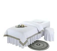 Ensemble de Draps de Table de Massage Ensembles de literie for Salon de beauté, draps de lit de Massage de Style Simple, couvre-lit avec taies d'oreiller à trous, housse de couette, 4 pièces(WHITE,80x