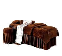 Ensemble de Draps de Table de Massage Ensembles de literie for Salon de beauté, Massage, Spa, housse de lit, jupe, drap, housse de couette, avec insert, 4 pièces(Brown,190x75)